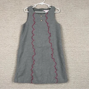 Janie and Jack Dress Girls 6 Gray 100% Cotton Academia School Girl Pink Ruffle - Picture 1 of 8