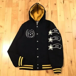 URSUS BAPE Melton Varsity Jacket a bathing ape NIGO Navy Size M - Picture 1 of 9