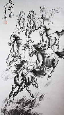Rollbild, Chinesische Malerei Wilde Pferde Nach Xu Beihong, Bildrolle China • 18.90€