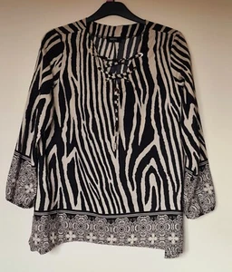 "KLASS" BLOUSE BLACK & WHITE PATTERN SIZE 14 worn once Party casual formal - Picture 1 of 5