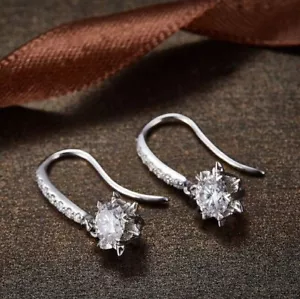 3Ct Round Cut Lab Created Diamond Drop Dangle Earrings 14k White Gold Over - Picture 1 of 5