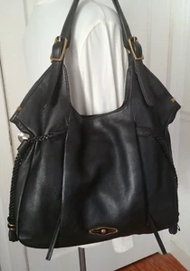ELLIOTT LUCCA BLACK LEATHER TOTE PURSE HANDBAG SATCHEL HOBO BUCKET SHOULDER BAG - Picture 1 of 23