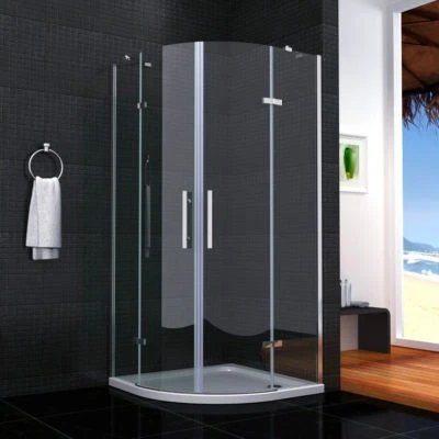AICA SANITAER GMBH 80x80/90x90 Duschkabine Runddusche Duschabtrennung Scharniertür Nano Glas Dusche
