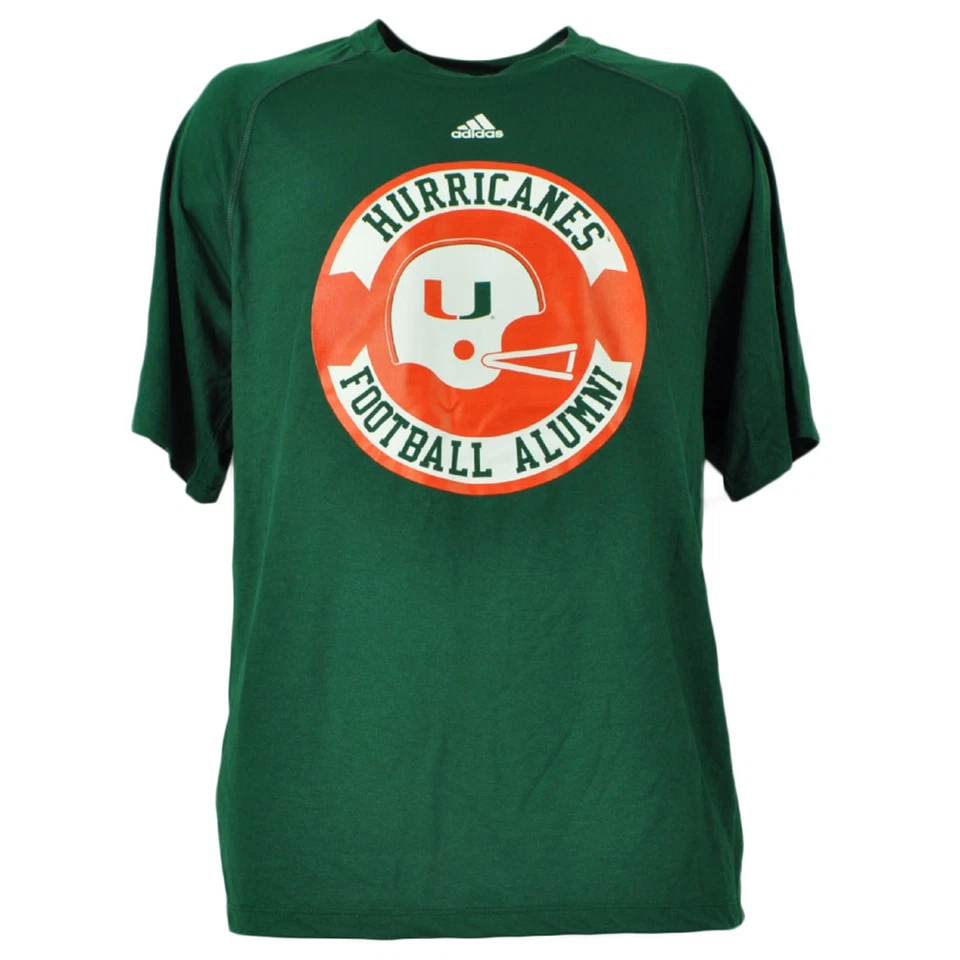 NCAA Miami Hurricanes Football Alumni Climalite Green Tshirt Tee Short Sleeve - Image 1 of 1