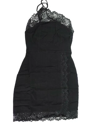 Free People Black Premonitions Lace Trim Bodycon Mini Dress Size Small S - Image 1 of 4