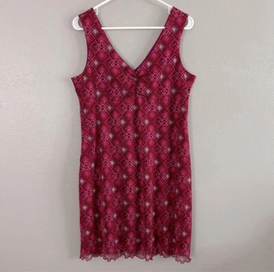 Vestido De Colección Xhilaration Malla En Capas Rosa Púrpura Estampado Geométrico L Años 90 Dobladillo Lechuga Foto 1 de 4