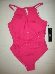 Magicsuit Multicolor Coral Rose  Riveted Diana 1 Pc Hi Neck Swimsuit Sz 10 NWT - Picture 1 of 2