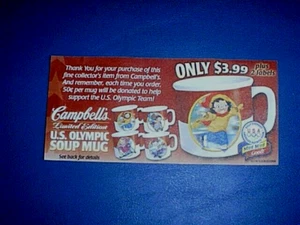 CAMPBELLs 2002 U.S. Olympic Soup Mug Collectible "Order COUPON LABEL Only"  NEW! - Picture 1 of 2