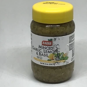 Botella de 8 oz de ajo picado Badia, limón y albahaca * Ajo con limón, picado de albahaca - Imagen 1 de 5