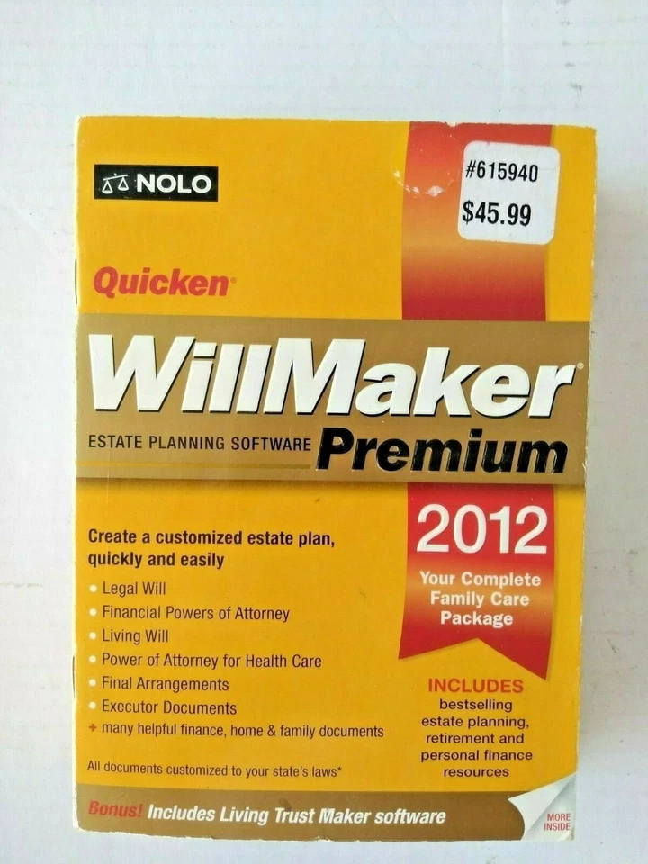 NOLO Quicken Willmaker Premium Estate Planning Software (XP, Vista, Windows 7) - Image 1 of 2