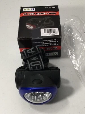 Vlixlt LED (10) Headlamp Flashlight w/ Adjustable Headband. Hi/Lo/Flashing. NEW. - Image 1 of 4