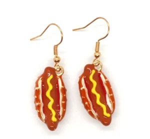 Summertime Sizzle: Handmade Hot Dog Time Earrings - Picture 1 of 1