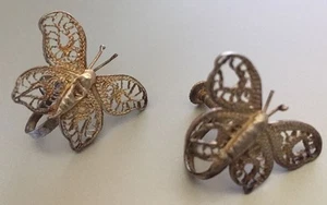 VINTAGE SCHMETTERLING - SCHRAUBVERSCHLUSS OHRRINGE SILBER HANDGEFERTIGT filigran - VERSAND SO SCHNELL WIE MÖGLICH - Bild 1 von 6