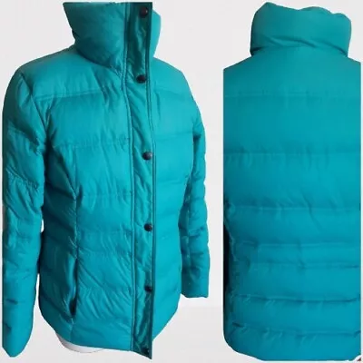 Lands' End Jacket S/SMALL AQUA Green Down Puffer Jacket Quilted Zip Ski - Image 1 of 4