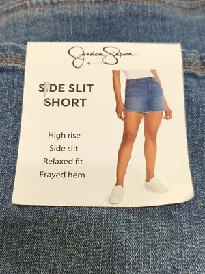 Nuevo con etiquetas Jessica Simpson Damas Denim tiro alto abertura lateral relajado corto talla 14 helecho Foto 1 de 4