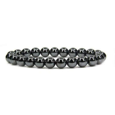 Bracciale in Pietra Ematite Nero Perle Pietre dure naturali da Uomo Donna - Immagine 1 di 3