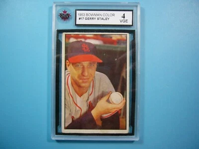 1953 BOWMAN COLOR MLB BASEBALL CARD #17 GERRY STALEY KSA 4 VG/EX '53 BOWMAN GL - Image 1 of 4