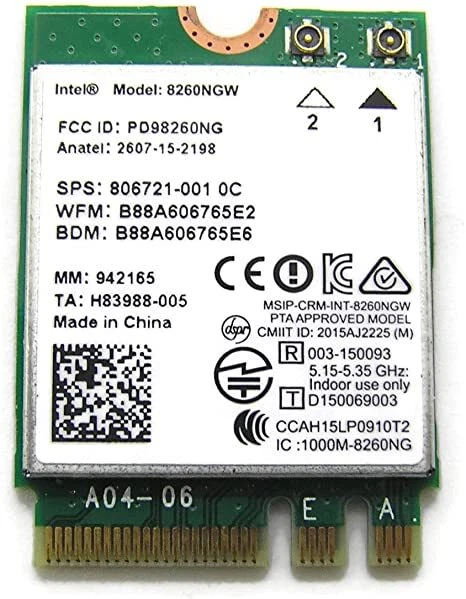 HP WLAN-Modul Intel Dual Band Wireless-AC 8260 8260NGW Bluetooth 806721-001 - Bild 1 von 1