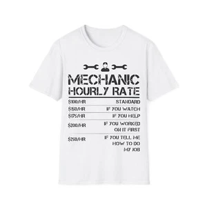 Funny Mechanic Rates T-Shirt • Gift for Gearheads • Unisex Car Guy Garage Tee - Picture 1 of 18