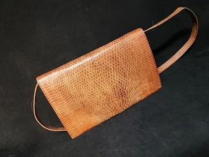 Lizard Handbag 50’s -60’s Brown Vintage Purse - Foto 1 di 9
