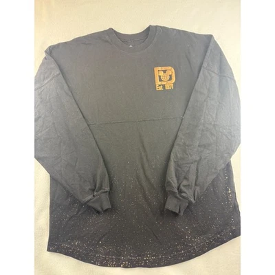 迪士尼精神球衣 Est 1971 华特迪士尼世界黑色长袖衬衫 M — 第 1/4 张图片