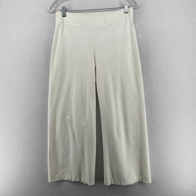 Pantalones EILEEN FISHER XS Lavables Elastizados Crepé Pierna Ancha Tobillo Blanco EE. UU. Foto 1 de 4