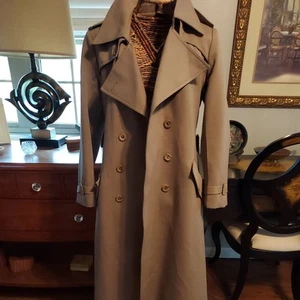 Forcaster of Boston Gray Trench Coat Belt Pockets Womens Size 9/10 (K) - Picture 1 of 8