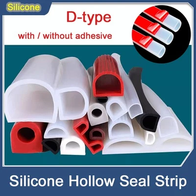 Silicone D-type Hollow Seal Strip with Adhesive Seal for Distribution Cabinet - Image 1 of 4