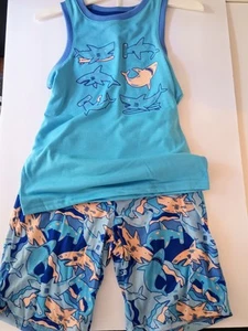 Boys Blue Cat & Jack Shark Pajama Set size M (8-10)/Shorts and Tank Top - Picture 1 of 3