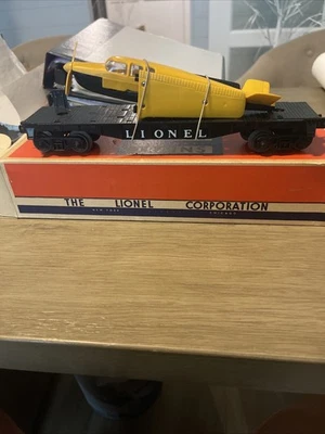 LIONEL 6800 #2 FLAT CAR-w-PLANE- C-9 BLT'57-59 STOCK BOX  LK/N - Image 1 of 4
