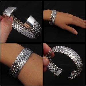 30g TRIBAL WOVEN WEAVE ELEGANT 925 STERLING SILBER DAMEN ARMREIF MANSCHETTE ARMBAND - Bild 1 von 12