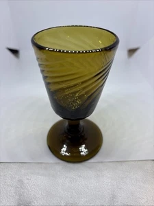 Vintage Avalos Hand Blown Swirl Brown Glass Stemmed Cordial/Aperitif 1 , 2oZ - Picture 1 of 6
