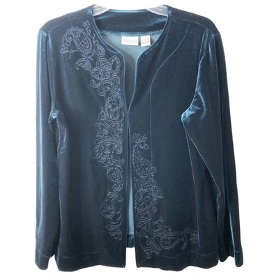Chico's Women's Green Embroidered Crushed Velvet Cardigan Size 2 (U.S. 12/14) - Image 1 of 4