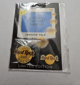 Hard Rock Cafe pin Online Computer Pals stick on backing classic logo and mantra - Picture 1 of 2