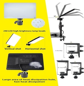 LED Desk Bi-Color Video Key Light with C-Clamp Stand + Remote 2700K-5700K NEW - Picture 1 of 4