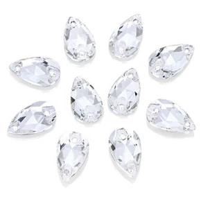 Sew On Rhinestone Clear Faceted Drop Shape Sewing Beads Crystal Sew Flat-Back... - Picture 1 of 6