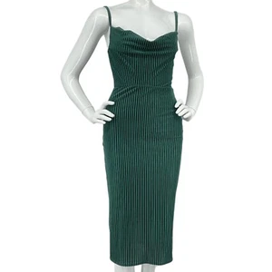 House of Harlow 1960 Dress Womens Sz S Green Emerald Ira Midi Velvet Stripe $198 - Picture 1 of 12
