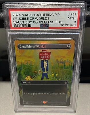 2024 MTG PIP Crucible Of Worlds, Vault Boy Borderless Foil #357 PSA 9 - Fallout - Image 1 of 2
