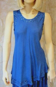 Bias Solid Denim Blue Sleeveless Top - Picture 1 of 3