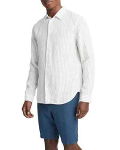 Vince Bayside Striped Linen Shirt MSRP $225 - Picture 1 of 4