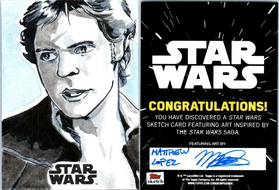 2018 STAR WARS GALAXY SKETCH CARD DETAILED MATTHEW LOPEZ 1099 - Image 1 of 1