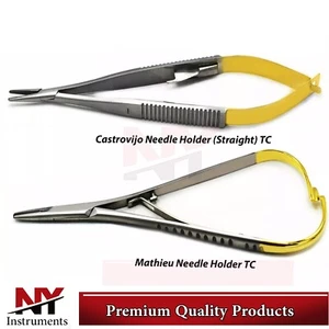 Soporte de aguja Mathieu controlador TC y Castroviejo instrumentos quirúrgicos de sutura - Imagen 1 de 3