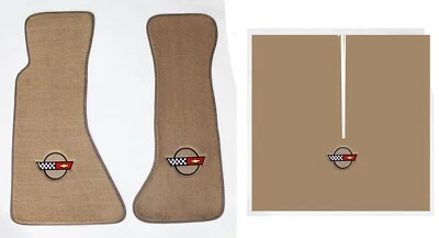 ¡NUEVO! JUEGO DE ALFOMBRILLAS Corvette 1984-1996 alfombra tostada con logotipo de emblema circular bordado  Foto 1 de 4