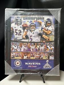 Baltimore Ravens SB XLVII Game Used Ball Piece and Championship Collage - Framed