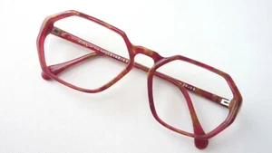 Cöln-Optik rote Vintagebrille eckige Glasform mit Schlüssellochsteg  55-14 Gr. M - Picture 1 of 4