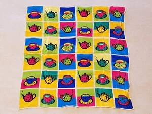 ELAINE GOLD for Collection XIIX 100% Silk Scarf - cups & saucers / teapots - Picture 1 of 4
