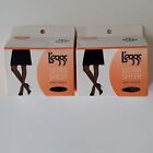 Leggs 2 Pairs of Off Black Ultra Sheer Reinforced Panty Pantyhose Womens Size E