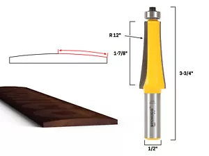 12 Zoll Radius Gitarre Fingerbrett Radius Router Bit - 1/2 Zoll Schaft - Yonico 13005 - Bild 1 von 2