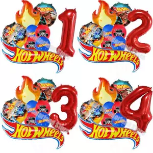 Hot Wheels Birthday Party Balloon Bouquet Decorations 32inch Red Number 1st 2nd - Picture 1 of 34