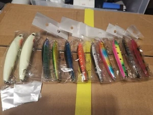 11 Pieces Hard Lure Bait Including Luminous Baits Fishing Realistic Minnow - Picture 1 of 2
